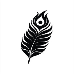  Stylized Peacock Feather Icon Vector Silhouette Design