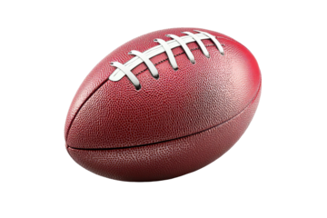 American Football Game Ball Red Leather Sport, isolated on transparent background