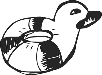 Obraz premium hand drawn vector illustration of a duck float