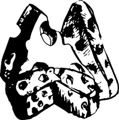 black and white illustration of cheese