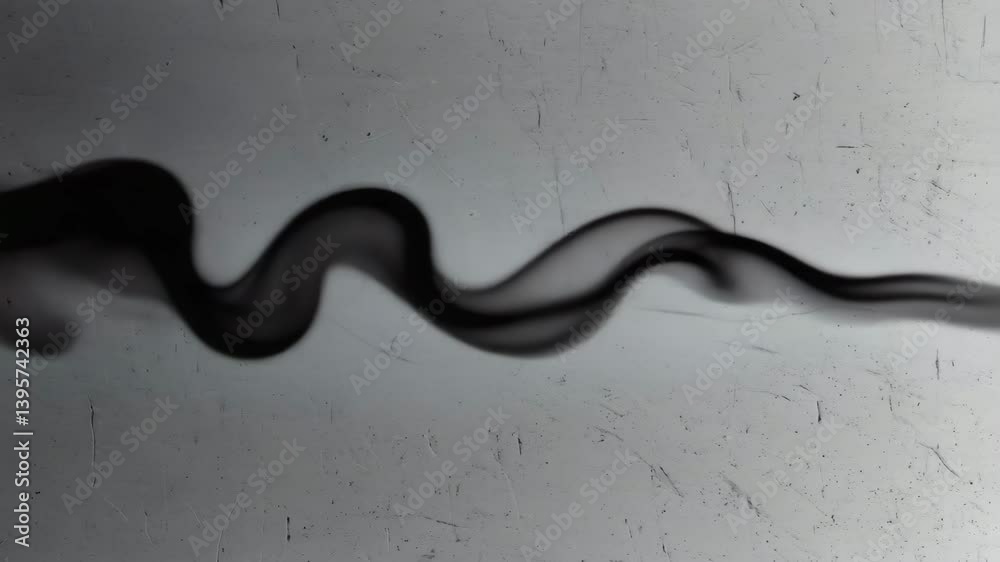 Poster an abstract scene where dynamic black incense smoke