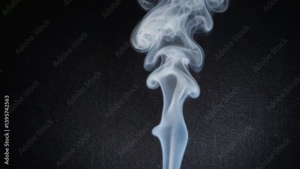 Poster an abstract scene where dynamic black incense smoke