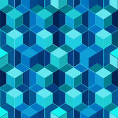 Seamless Hexagon Tile Pattern in Cool Blue Tones
