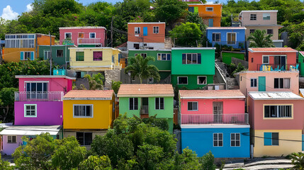 Fototapeta premium Colorful Houses On A Hillside
