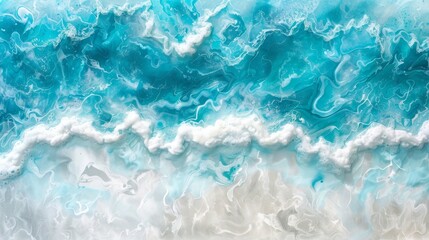 Fototapeta premium An image displaying the essence of turquoise sea waters with intricate foam details, providing a mesmerizing and artistic natural texture. through abstract art