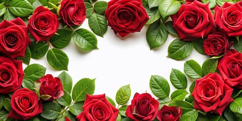 Fototapeta premium Elegant Red Roses Frame - Romantic Floral Border for Valentine's Day