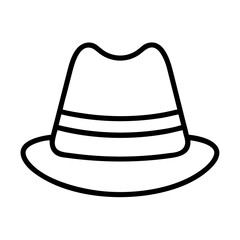 Outline fedora hat illustration for fashion accessory and vintage style design needs