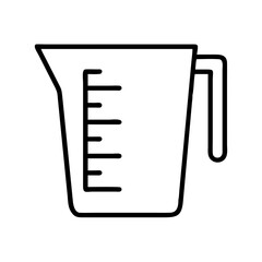 Measuring cup vector outline icon for cooking baking kitchen tools and equipment