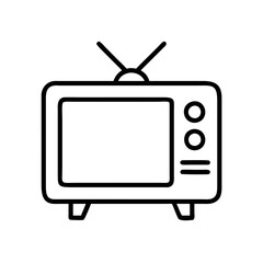 Vintage television set outline drawing vector illustration retro tv antenna