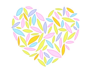 A heart full of leaves. Heart shape in the form of leaves. Vector