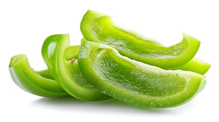 Fresh green pepper slices isolated for healthy food visuals  
