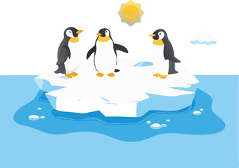 Obraz premium Cute Winter Penguin – Cartoon Arctic Penguins in Hats, Scarves, and Holiday Outfits for Christmas, Kids Decor, Stickers, and Greeting Cards