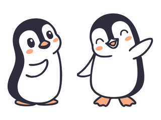 Cute Winter Penguin  – Cartoon Arctic Penguins in Hats, Scarves, and Holiday Outfits for Christmas, Kids Decor, Stickers, and Greeting Cards