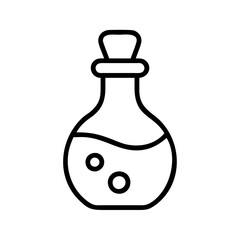Potion bottle vector icon illustration liquid container with bubbles outline art