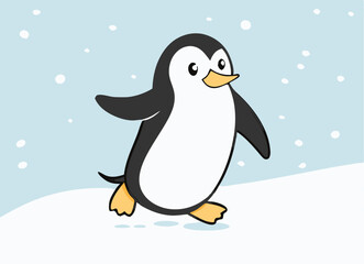 Cute Winter Penguin  – Cartoon Arctic Penguins in Hats, Scarves, and Holiday Outfits for Christmas, Kids Decor, Stickers, and Greeting Cards