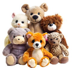 Stuffed animals isolated on transparent background  
