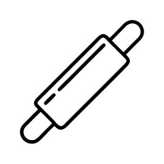 Rolling pin outline vector icon for baking dough pastry kitchen utensil tool