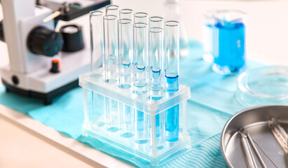 Water research in the laboratory. Selective focus.