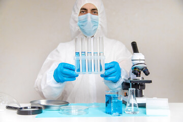 Water research in the laboratory. Selective focus.