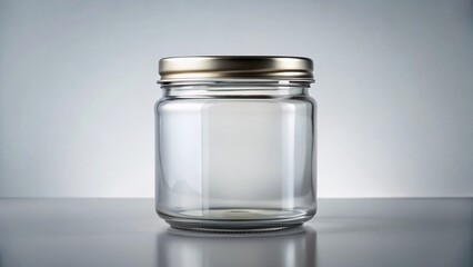 Empty Glass Jar with Metal Lid - Minimalist Product Photography