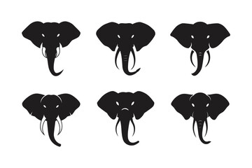 elephant head tusks vector art silhouette
