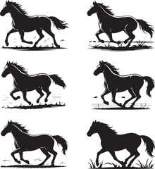 Running horses, running horse silhouette, running horses isolated, horses, horse silhouette, running black horse, running horses vector
