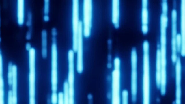 Futuristic abstract blue neon lines pulsating in darkness, seamless loop