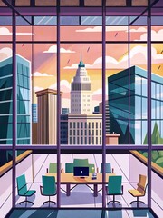 A cityscape with a large dome building in the center