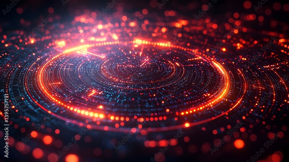 Poster futuristic 3d data visualization chart rotating with glowing segments