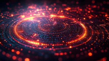 Futuristic 3D data visualization chart rotating with glowing segments