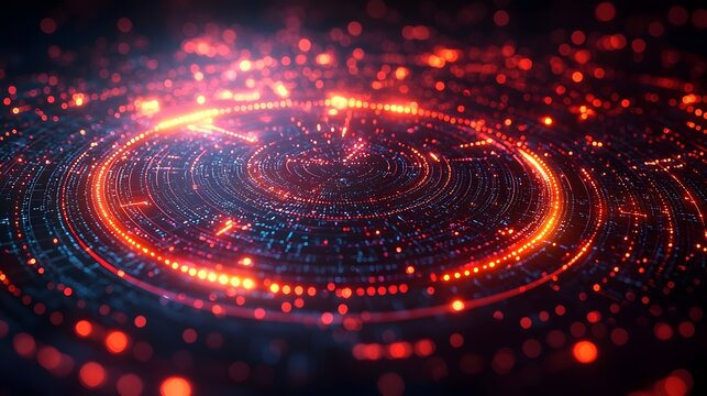 Futuristic 3D data visualization chart rotating with glowing segments