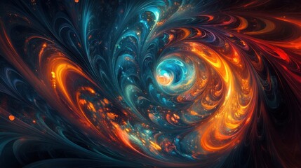 Quantum Computer Emitting Swirling Glowing Data