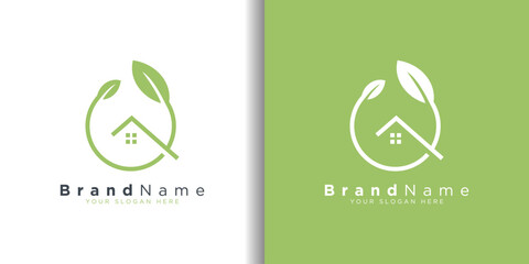 Home property Leaf logo vector designs concept