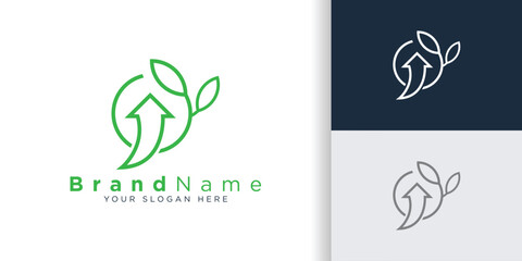 Modern Leaf Arrow concept, Abstract arrow leaf logo designs template.