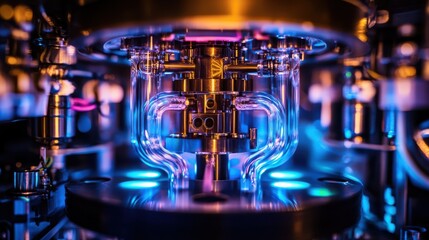 Quantum Computer with Glowing Neon Lights in a High Standard