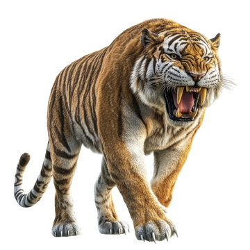 Saber-Toothed Tiger 3D on transparent background