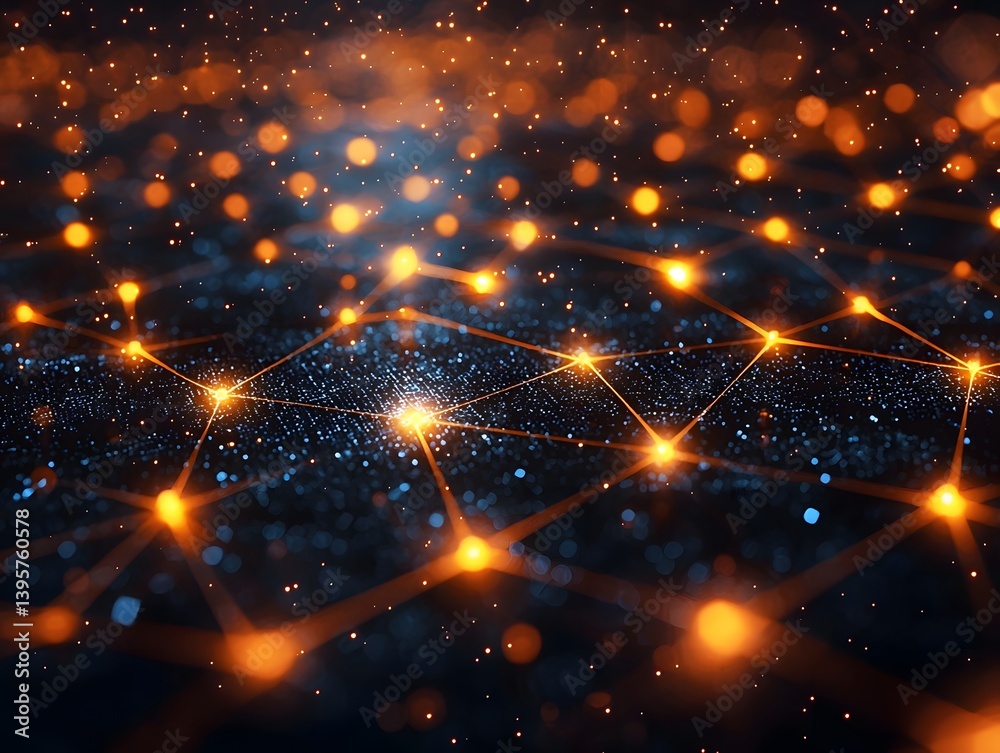 Poster glowing network of interconnected nodes and lines