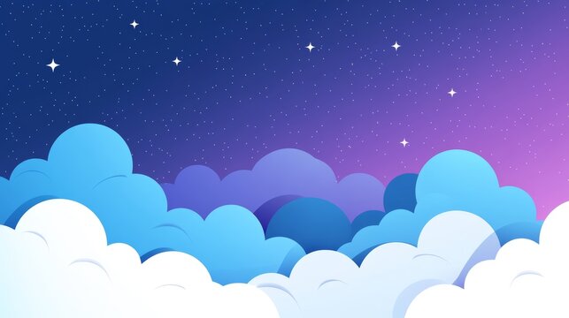 The background features a celestial gradient of midnight blue to space violet, sprinkled with stars, on a gentle pastel blue backdrop, making it perfect for displaying astronomical content