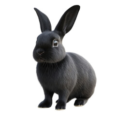 Fototapeta premium 3D Black Bunny Render on transparent background