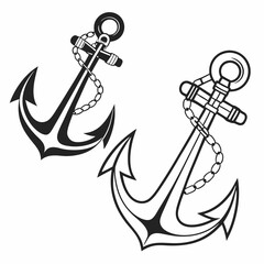Nautical vector illustration of a heavy metal anchor with rope, a marine symbol of the sea and sailing