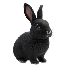 3D Black Bunny on transparent background