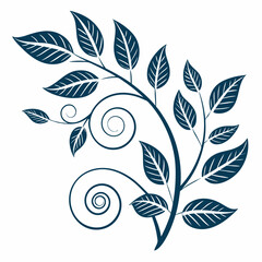 Black and white floral design elements showcase a seamless vector pattern of leaves, flowers, and branches, embodying nature's elegant silhouette for spring decoration