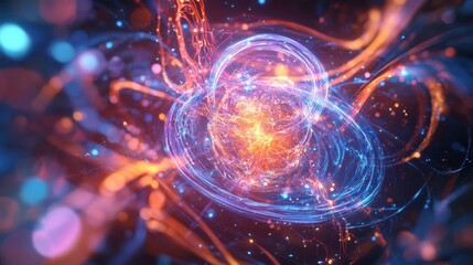 Obraz premium Holographic Quantum Processor Glowing with Vibrant