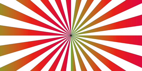 Fototapeta premium red and white sunburst abstract background. Funky ray elements with Classic vintage rays design., boom, comic. Cartoon pop art template summer banner background.