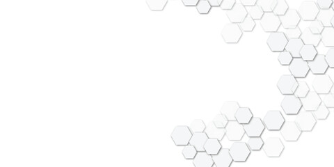 Abstract technology white and grey geometric hexagon shape on transparent background vector.