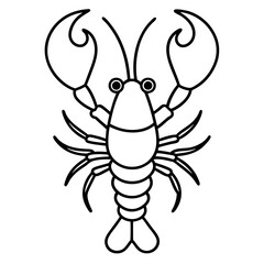 Lobster vector line art on white background