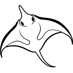 stingray vector line art on white baclground