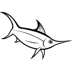 Swoedfish vector line art on white baclground