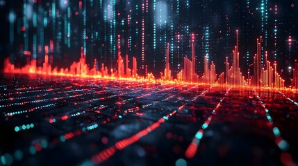 Futuristic market graph with dynamic data visualization