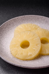 Tropical fruit pineapple in rings or slices tinned sweet